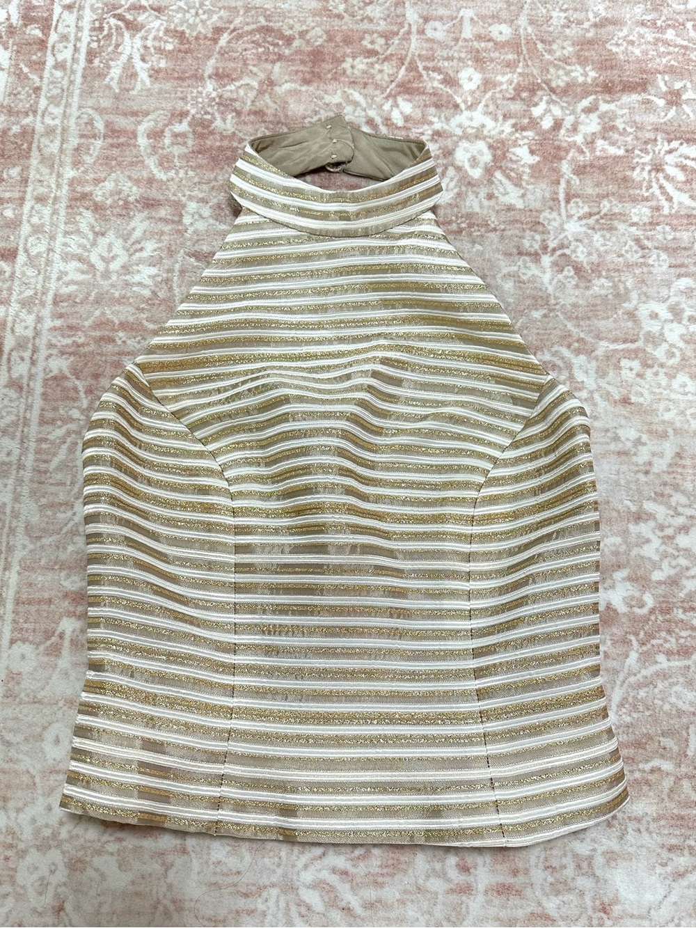 Vintage ✨ Caché Metallic Striped Halter Top - Y2K - Picture 2 of 10